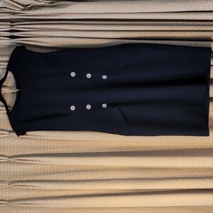 Women's Size 12 The Limited Navy Blue Sheath Sleeveless Dress Button Details